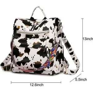 Backpack Purse Vintage Rucksack Convertible Shoulder Bag Cow pattern Cow Print Convertible Backpack Shoulder Bag, Personalized  main image 2